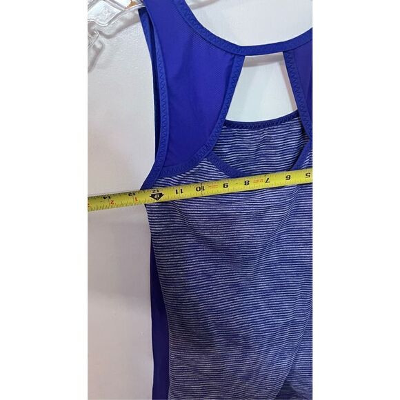 Lululemon Women's Athletic Back Wrap Cut Out Striped Blue Tank Top Size S - Picture 10 of 10